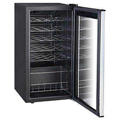 SMETA Compressor Wine Cooler 19 Bottle Freestanding LED Touchscreen Wine Cooler Refrigerator Black and Stainless Steel
